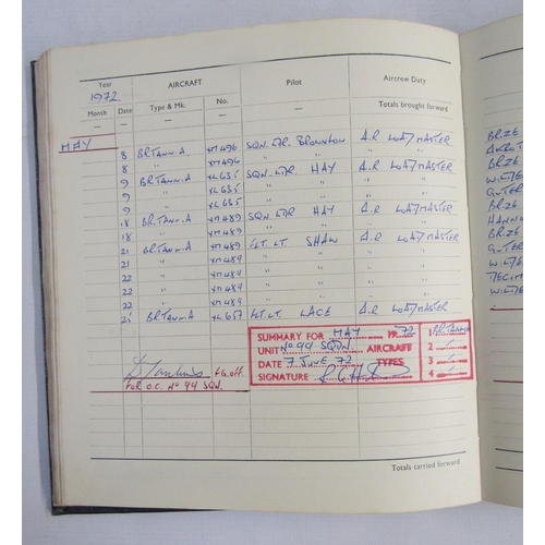 564 - Five Royal Air Force air crew flying log books for R G Hunter from 1960s to 1990s