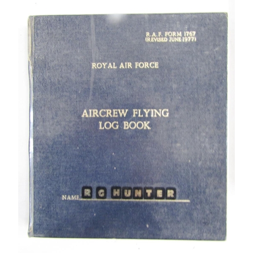 564 - Five Royal Air Force air crew flying log books for R G Hunter from 1960s to 1990s