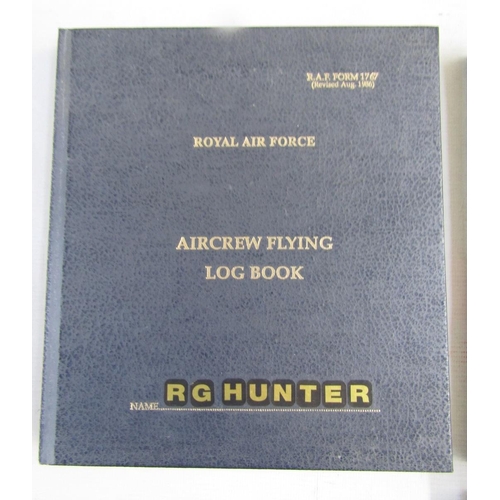 564 - Five Royal Air Force air crew flying log books for R G Hunter from 1960s to 1990s