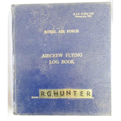 564 - Five Royal Air Force air crew flying log books for R G Hunter from 1960s to 1990s