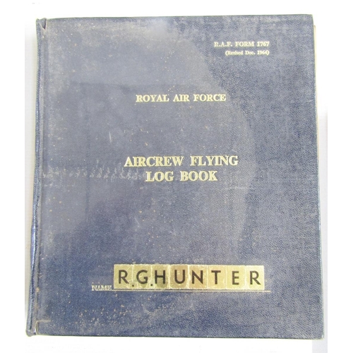 564 - Five Royal Air Force air crew flying log books for R G Hunter from 1960s to 1990s