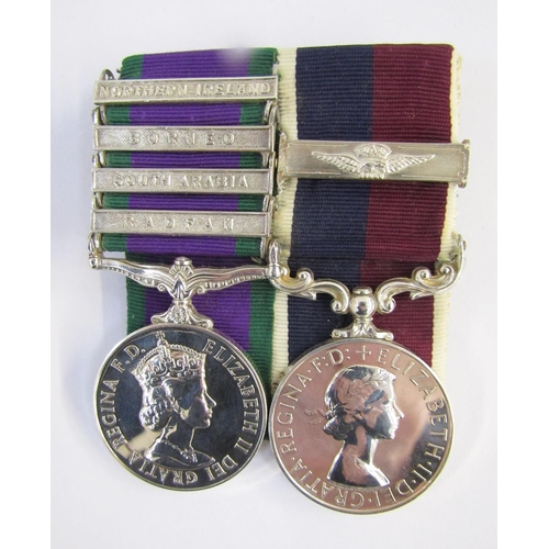 567 - Two Queen Elizabeth II RAF medals, campaign service and for long service and good conduct, awarded t... 