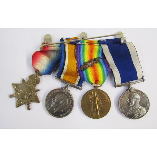 568 - Four piece WWI medal group awarded to William Hunter, 198591, comprising 1914-15 star, 1914-18 war m... 