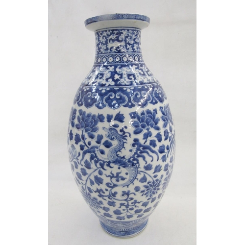 590 - Chinese porcelain blue and white oviform vase, apocryphal six-character Kangxi mark, probably 19th c... 