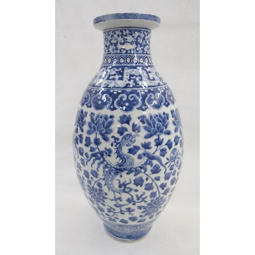 590 - Chinese porcelain blue and white oviform vase, apocryphal six-character Kangxi mark, probably 19th c... 