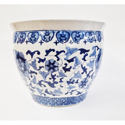 593 - Large Chinese porcelain blue and white jardiniere, of baluster form, painted with flower sprays and ... 