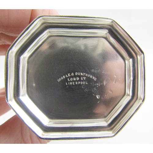 62 - George VI silver sugar caster, of octagonal form, hallmarked London 1940, by Boodle & Dunthorne, 16.... 