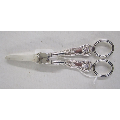 70 - Pair of George IV silver grape scissors, hallmarked London 1827, by WE, 17cm long, 65.4/2.1ozt