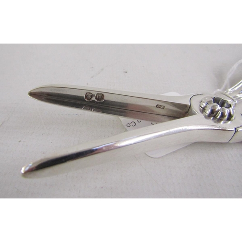 70 - Pair of George IV silver grape scissors, hallmarked London 1827, by WE, 17cm long, 65.4/2.1ozt