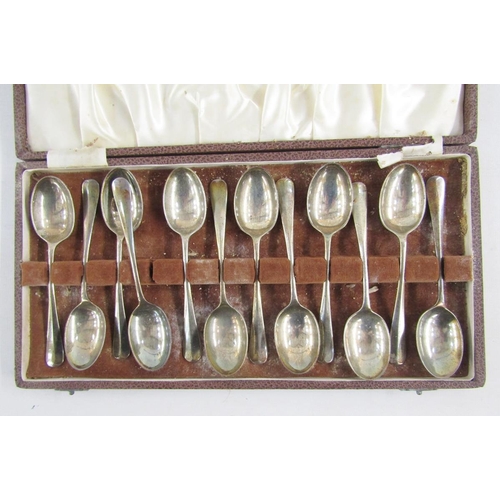 74 - Set of twelve Elizabeth II Coronation silver teaspoons, housed in original fitted box, hallmarked Sh... 