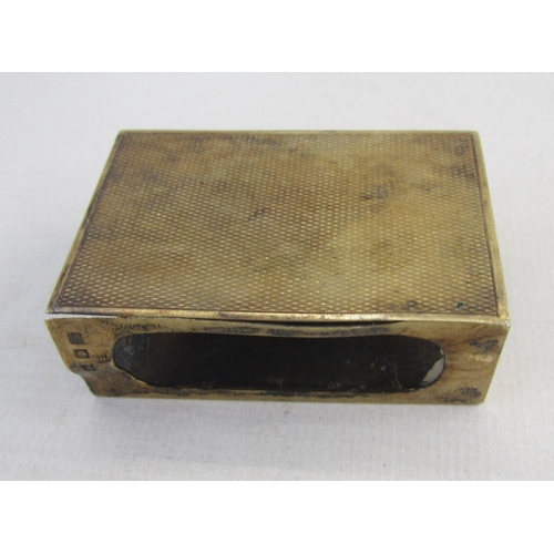 8 - George V silver gilt matchbox holder by Asprey & Co, both sides with engine turned decoration, hallm... 