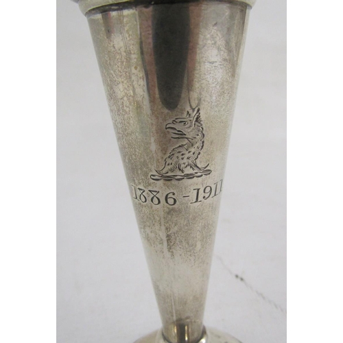 93 - Pair silver vases , each with crimped, everted rim on circular foot Birmingham 1910 and another pair... 