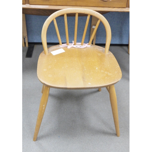 Ercol 'Windsor' range elm dressing table and chair, the rounded