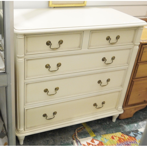 1049 - Laura Ashley 'Clifton Ivory' finish chest, two short and three long graduated drawers, with swan nec... 