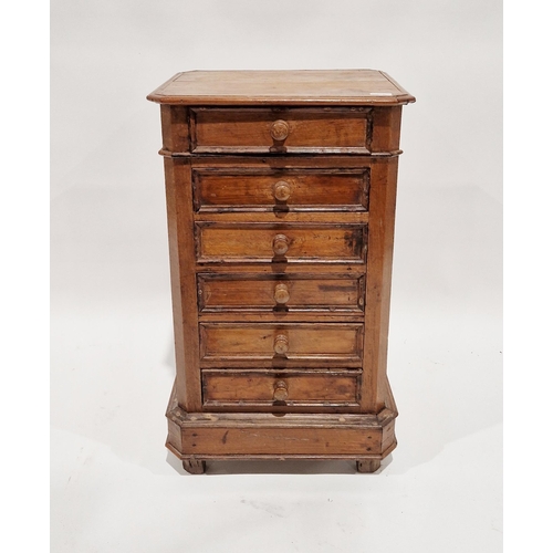 1126 - Late 19th century collectors chest of six short drawers with turned wooden handles, 77cm high x 45cm... 