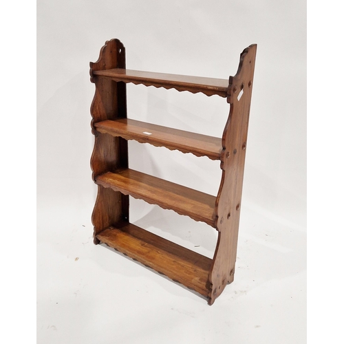 1145 - Late 19th/early 20th century mahogany wall-mounting waterfall bookshelf, four-tier, 88cm high x 61cm... 