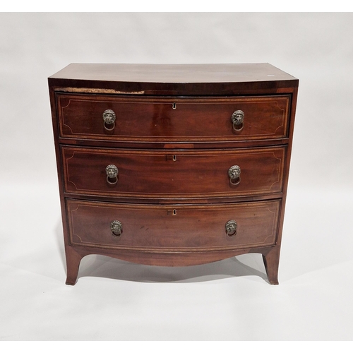 1146 - 19th century mahogany bowfronted chest of drawers, inlaid boxwood stringing and crossbanding borders... 
