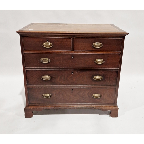 1152 - 19th century mahogany chest of two short over three long drawers, each with brass handles, raised on... 