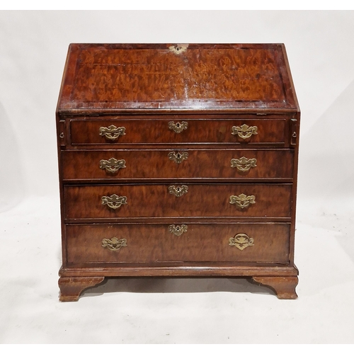 1162 - Georgian mahogany bureau, the fall front opening to reveal a blue gilt leather inset top and an asso... 