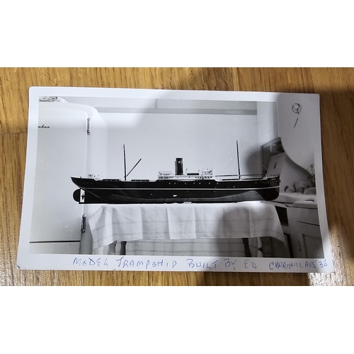 163 - Early to mid 20th century model of a tramp ship steamer, named 'Darwin', with red painted hull, on w... 