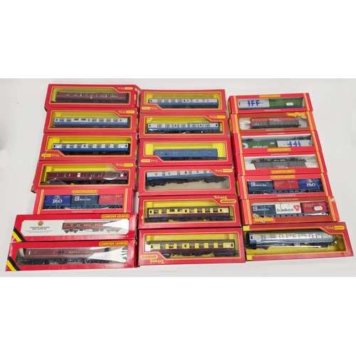 185 - Quantity of Hornby 00 gauge boxed carriages and goods wagons to include 2 x R413 Operating L.M.S. ma... 