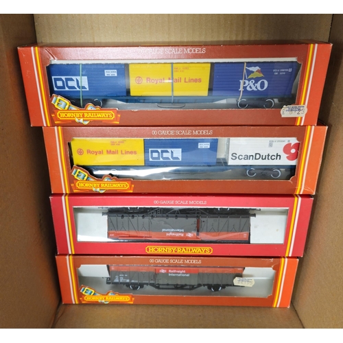 185 - Quantity of Hornby 00 gauge boxed carriages and goods wagons to include 2 x R413 Operating L.M.S. ma... 