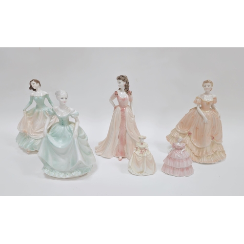 24 - Collection of Coalport bone china figures of ladies, 20th century printed marks, including two small... 