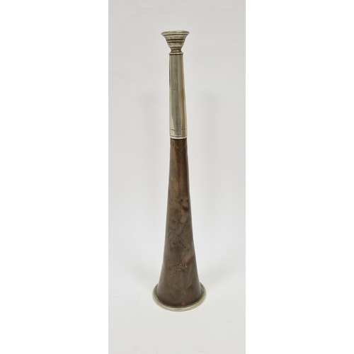 248 - Brass and white metal hunting horn, stamped Shipley, 181 Regent St. , 25.5cm