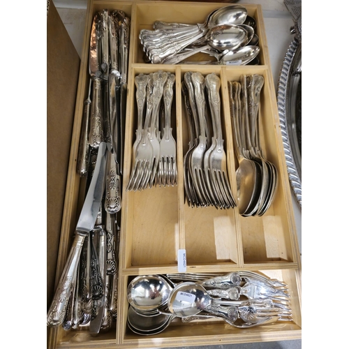 267 - Large quantity of silver-plated Kings pattern table flatware (2 boxes)