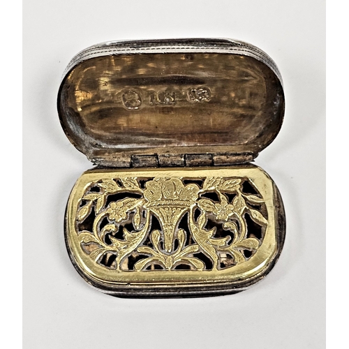 274 - George III silver and parcel-gilt vinaigrette, London 1808, maker John Shaw, rectangular with engrav... 