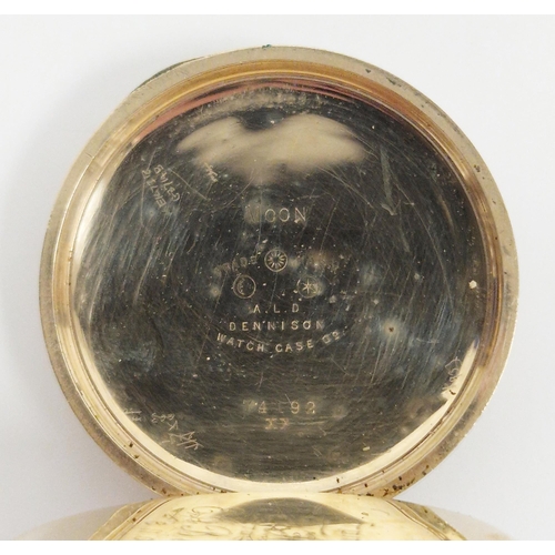 314 - Victorian silver pocket watch open face, key winding with subsidiary seconds dial and a Denison gold... 