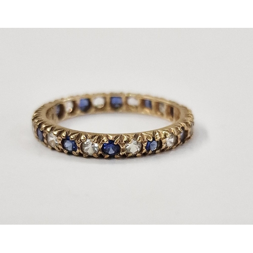 329 - 9ct gold, blue and white stone eternity ring size P, gross weight approx. 2g