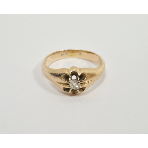 341 - 9ct gold and diamond ring set oval old-cut stone in open claw setting, 6.3g total approx.