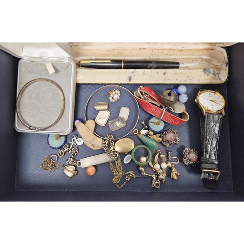 348 - Silver bangles, Parker pen and other jewellery items