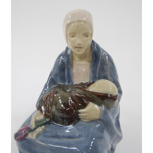 36 - Carter Stabler Adams Poole pottery lavender figure by Phoebe Stabler, the seated woman wearing heads... 