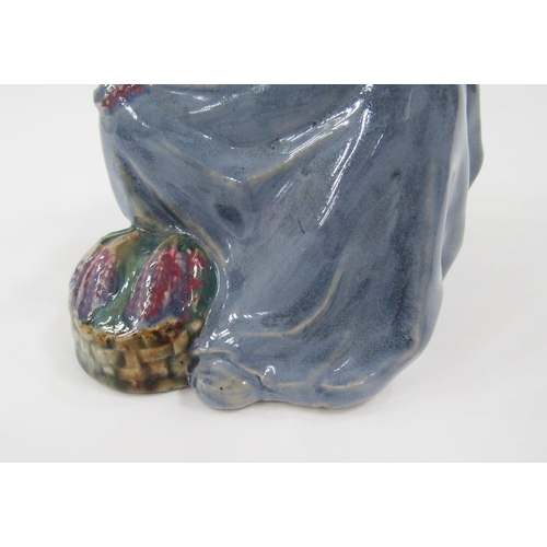 36 - Carter Stabler Adams Poole pottery lavender figure by Phoebe Stabler, the seated woman wearing heads... 