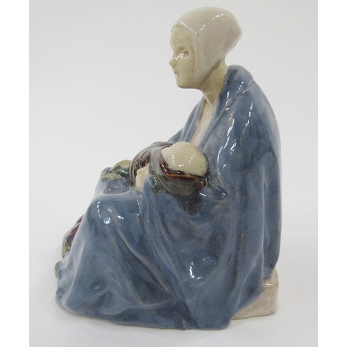 36 - Carter Stabler Adams Poole pottery lavender figure by Phoebe Stabler, the seated woman wearing heads... 