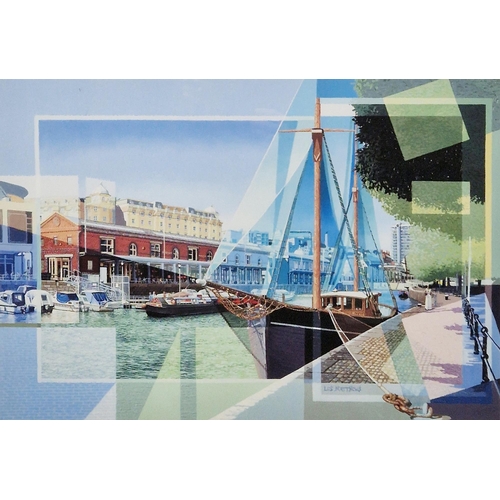 379 - Les Matthews (British b.1946)
 Colour print
 'Bristol Docks', cityscape print, limited edition 58/25... 