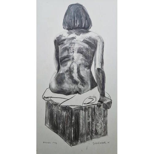 385 - Sara Russell (20th/21st century)
  Charcoal on paper
 Female nude, signed and dated December 1997, f... 