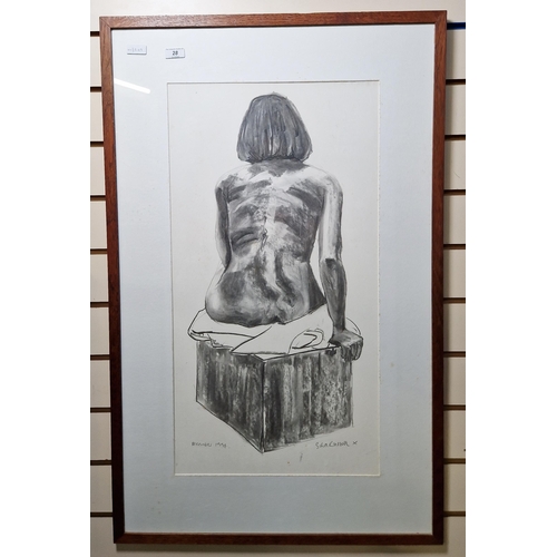 385 - Sara Russell (20th/21st century)
  Charcoal on paper
 Female nude, signed and dated December 1997, f... 