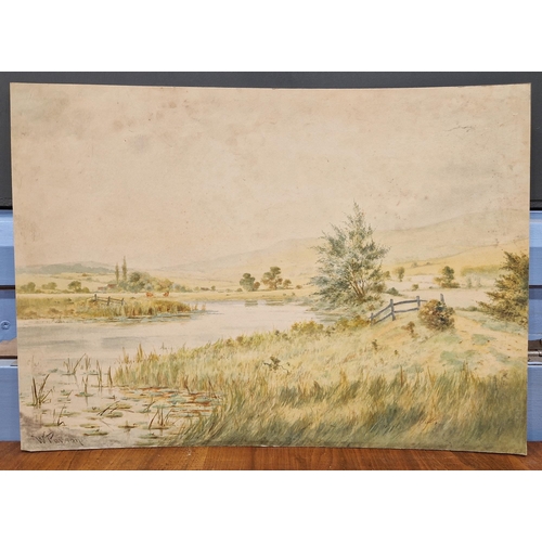 402 - Howe Bennett (20th century)
 Watercolour
 Country scene with figure and cart, signed lower left, fra... 