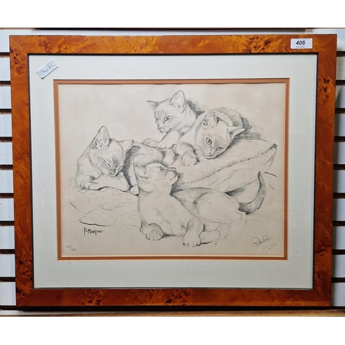 406 - After P Martins
 Print
 Study of cats, limited edition numbered 133/650, signed in pencil lower righ... 