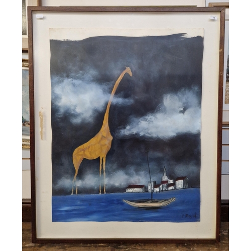 432 - Yusof Majid (Malaysia, 1970),
  Mixed media on paper
 'Giraffe', signed lower right, framed and glaz... 