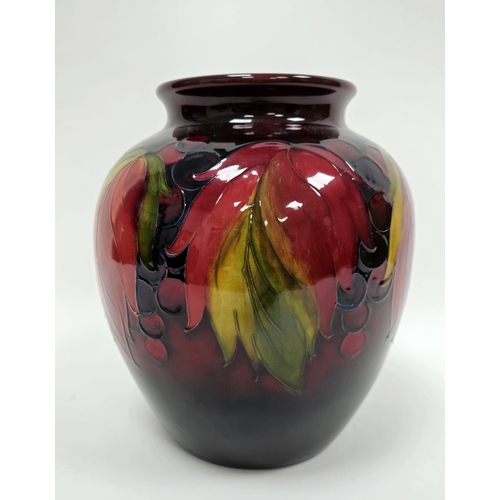 45 - Moorcroft 'Leaf and Berry' pattern oviform vase, 20th century, painted and impressed marks, tube lin... 