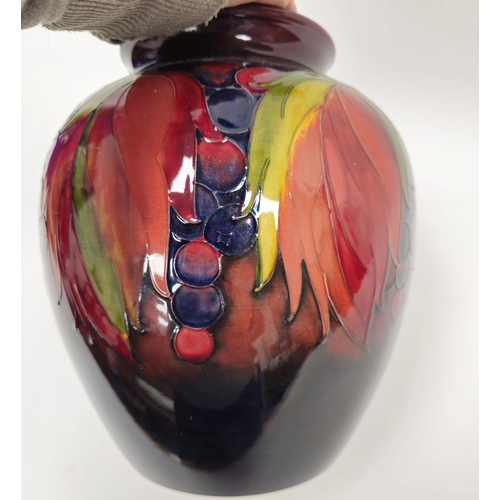 45 - Moorcroft 'Leaf and Berry' pattern oviform vase, 20th century, painted and impressed marks, tube lin... 