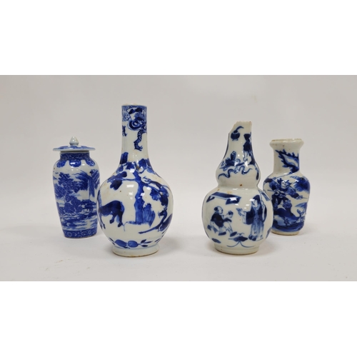 79 - Collection of Chinese porcelain blue and white small vases, variously painted in the Kangxi-style, p... 