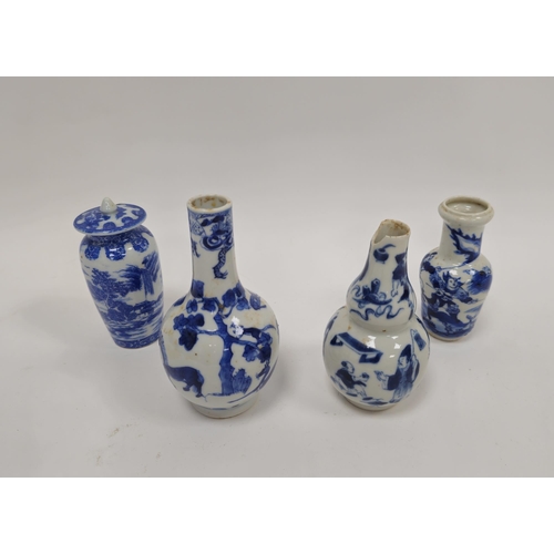 79 - Collection of Chinese porcelain blue and white small vases, variously painted in the Kangxi-style, p... 