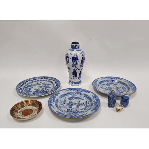 83 - Collection of Chinese and Japanese porcelain and other items comprising a baluster blue and white va... 