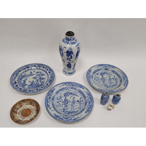 83 - Collection of Chinese and Japanese porcelain and other items comprising a baluster blue and white va... 