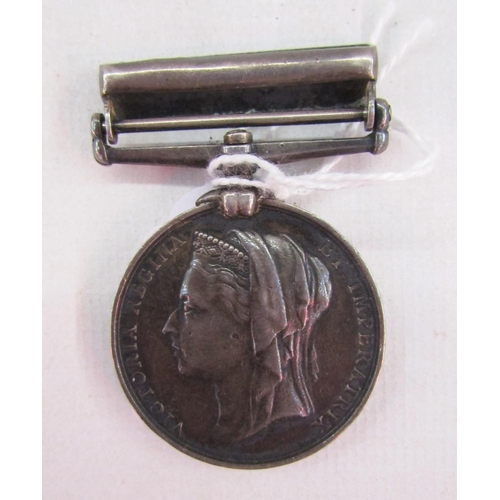 107 - Victorian Egypt medal 1882-89 with Alexandria 11th July clasp, named to 'P.Collins.A.B.H.M.S Temerai... 